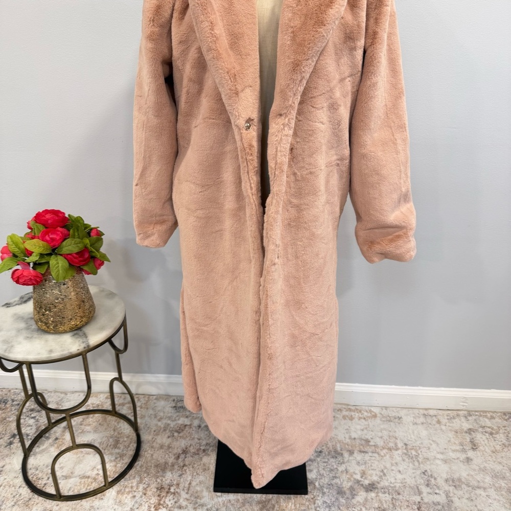 Juicy Couture Light Pink Faux Fur Long Teddy Trench Size Small - Reemoly - Picture 3 of 16